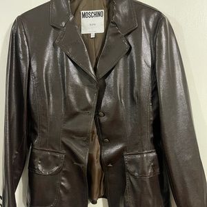 RARE Moschino Jeans Vintage Faux Croc-Leather Coat